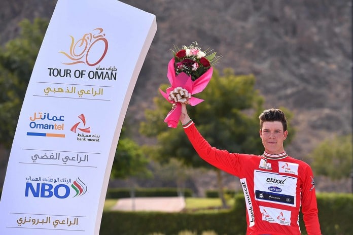 Bob Jungels, leader du classement général du Tour d'Oman 2016 à l'issue de la première étape. Photo : TDWsport/Etixx-Quick Step