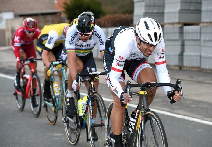 Fabian Cancellara à l'attaque sur Gand-Wevelgem 2016. Photo : Trek-Segafredo