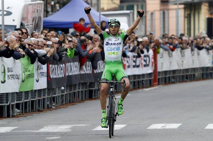 Stefano Pirazzi a remporté ce dimanche la 4e et dernière étape de la Semaine interbationale Coppi et Bartali. Photo : Bardiani-CSF