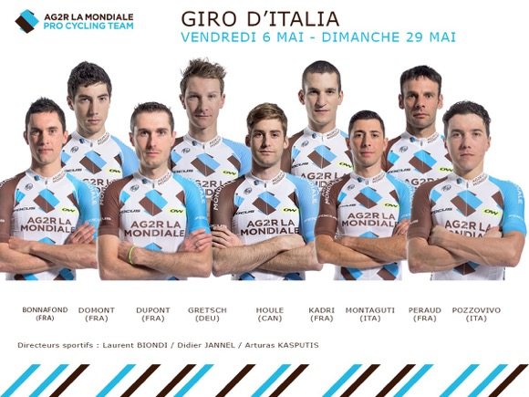AG2R La Mondiale pour le Tour d'Italie 2016.