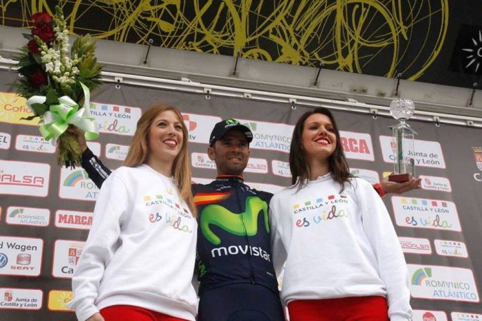 Alejandro Valvderde sur le podium final du Tour de Castille et Leon 2016. Photo : Movistar.