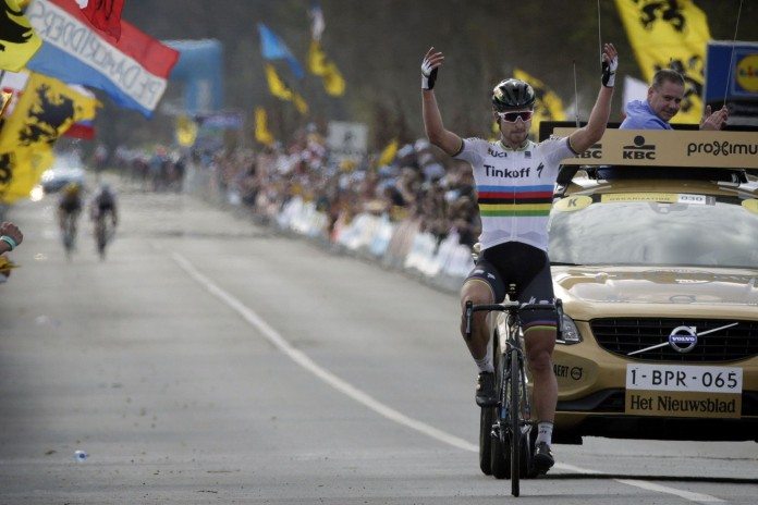 Peter Sagan remporte son premier Monument sur la 100ème édition du Tour des Flandres. Photo : Bettini Photo/Tinkoff