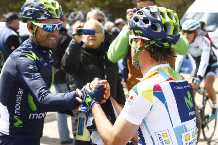 Alejandro Valverde et Carlos Betancur sur le Tour de Castille et Leon 2016. Photo : Movistar.