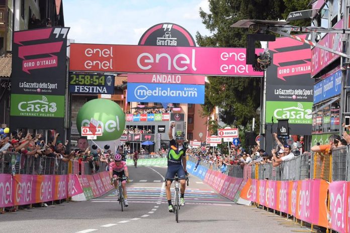TODAYCYCLING - Alejandro Valverde l'emporte au terme de la 16ème étape du Tour d'Italie 2016. Photo : Giro d'Italia