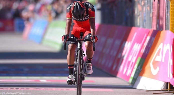 Darwin Atapuma dépité à l'arrivée de la 14ème étape du Tour d'Italie 2016. Photo : TDWSport/BMC Racing Team