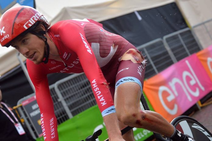 Ilnur Zakarin à l'arrivée du contre-la-montre (9ème étape) du Tour d'Italie 2016. Photo : Giro d'Italia