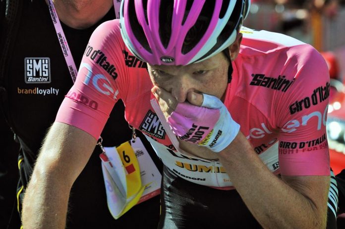 Steven Kruijswijk à l'issue de la 19ème étape du Tour d'Italie 2016. Il vient de perdre son maillot rose... Photo : LottoNL-Jumbo