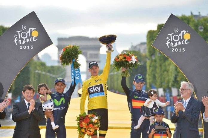 Le podium du Tour de France 2015. Photo : Le Tour de France.