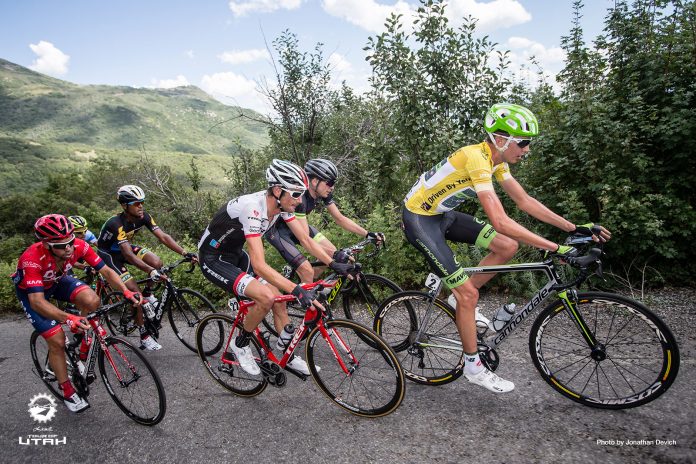 Joe Dombrowski mène le Tour de l'Utah 2015. Photo : Jonathan Devich/Tour of Utah