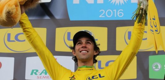 Michael Matthews en maillot jaune sur Paris-Nice 2016. Photo : ASO / Paris-Nice