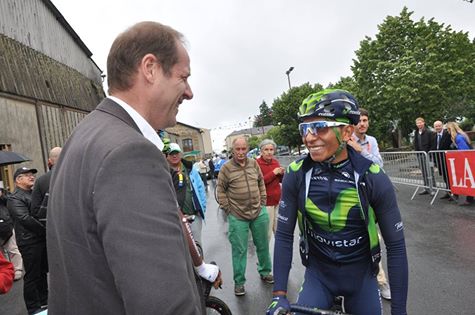 TODAYCYCLING - Nairo Quintana en compagnie de Christian Prudhomme. Photo : Movistar.