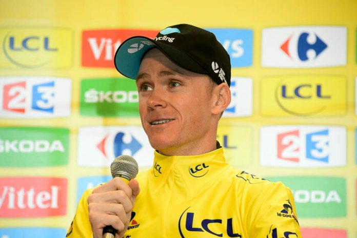 TODAYCYCLING - Chris Froome en conférence de presse à l'issue de la 20e étape du Tour de France. Il sait qu'il a remporté sa troisième Grande Boucle. Photo : ASO/B.Bade