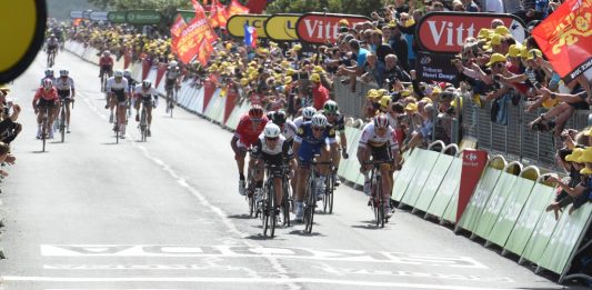 TODAYCYCLING - Christophe Laporte sixième de la première étape du Tour de France 2016. Photo : Cofidis.
