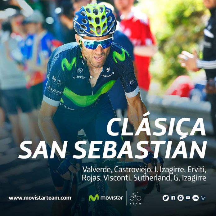 TODAYCYCLING - Alejandro Valverde sera le leader de l'équipe Movistar sur la Clasica San Sebastian. Photo : Movistar.