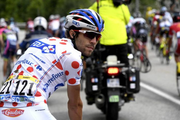 TODAYCYCLING - Thibaut Pinot vêtu du maillot à pois sur le Tour de France 2016. Photo : PresseSports/FDJ