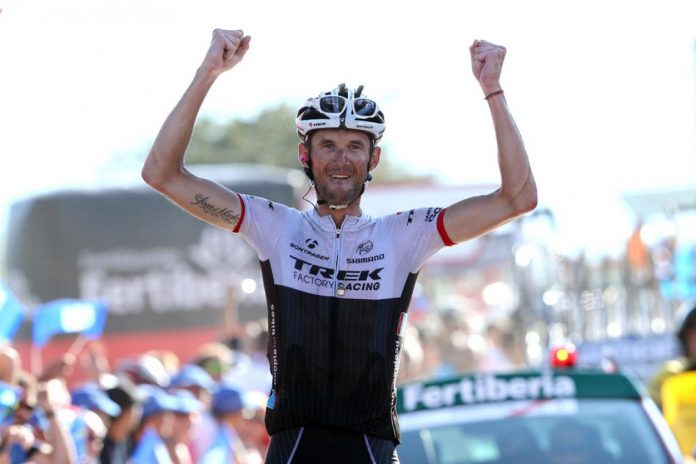 TODAYCYCLING - Frank Schleck et sa victoire lors de la 16e étape du Tour d'Espagne 2015. Photo : Trek-Segafredo