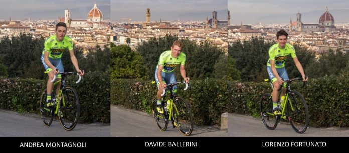 TODAYCYCLING - Davide Ballerini, Lorenzo Fortunato et Andrea Montagnoli sont les trois stagiaires qui porrteront le maillot Tinkoff jusqu'en fin de saison. Photo : Tinkoff.