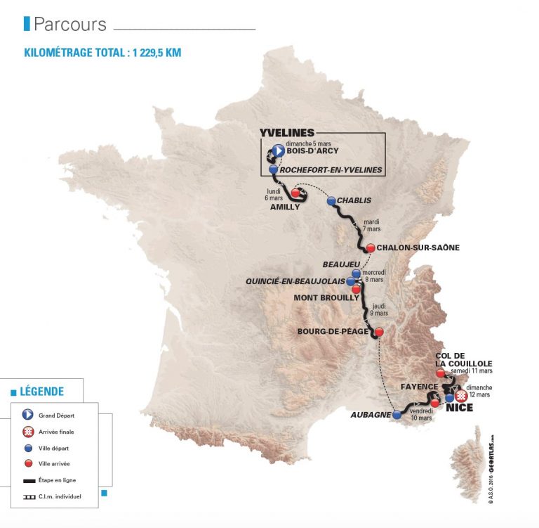 Le parcours du Paris-Nice 2017 dévoilé