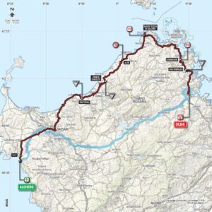 Carte de l'étape Alghero-Olbia