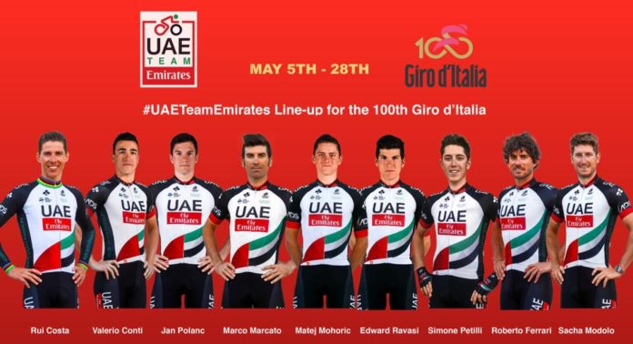 Rui Costa et Sacha Modolo sont les deux leaders de l'équipe UAE Team Emirates pour le Giro 2017