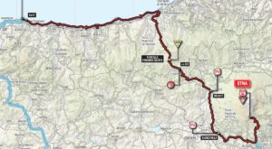 Carte de la quatrième étape du Giro 2017 reliant Cefalu à l'Etna, parcours, profil, présentation