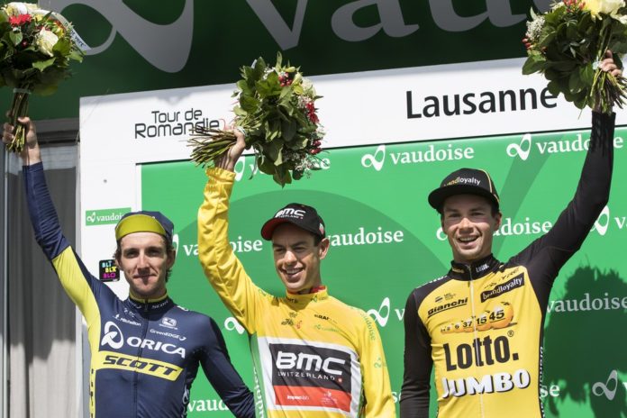 Le podium du Tour de Romandie 2017 avec Richie Porte vainqueur final