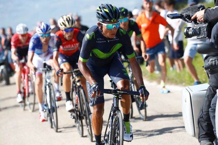 Nairo Quintana à l'attaque sur les pentes du Blockhaus pendant le Giro 2017