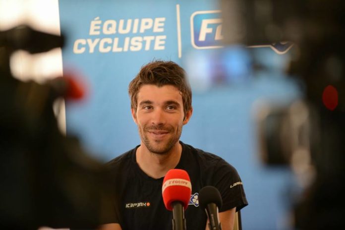 Thibaut Pinot en conférence de presse pendant la 2e journée de repos du Giro 2017