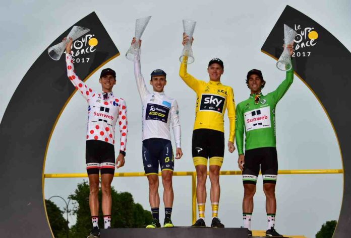 Le podium des maillots distinctifs du Tour de France 2017