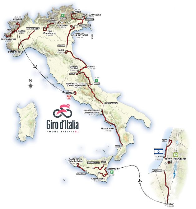 Parcours complet tour d'italie 2018 101e giro