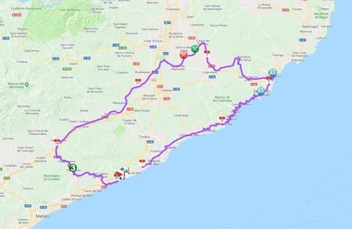 Tour de Catalogne 2018 parcours étape 1 carte
