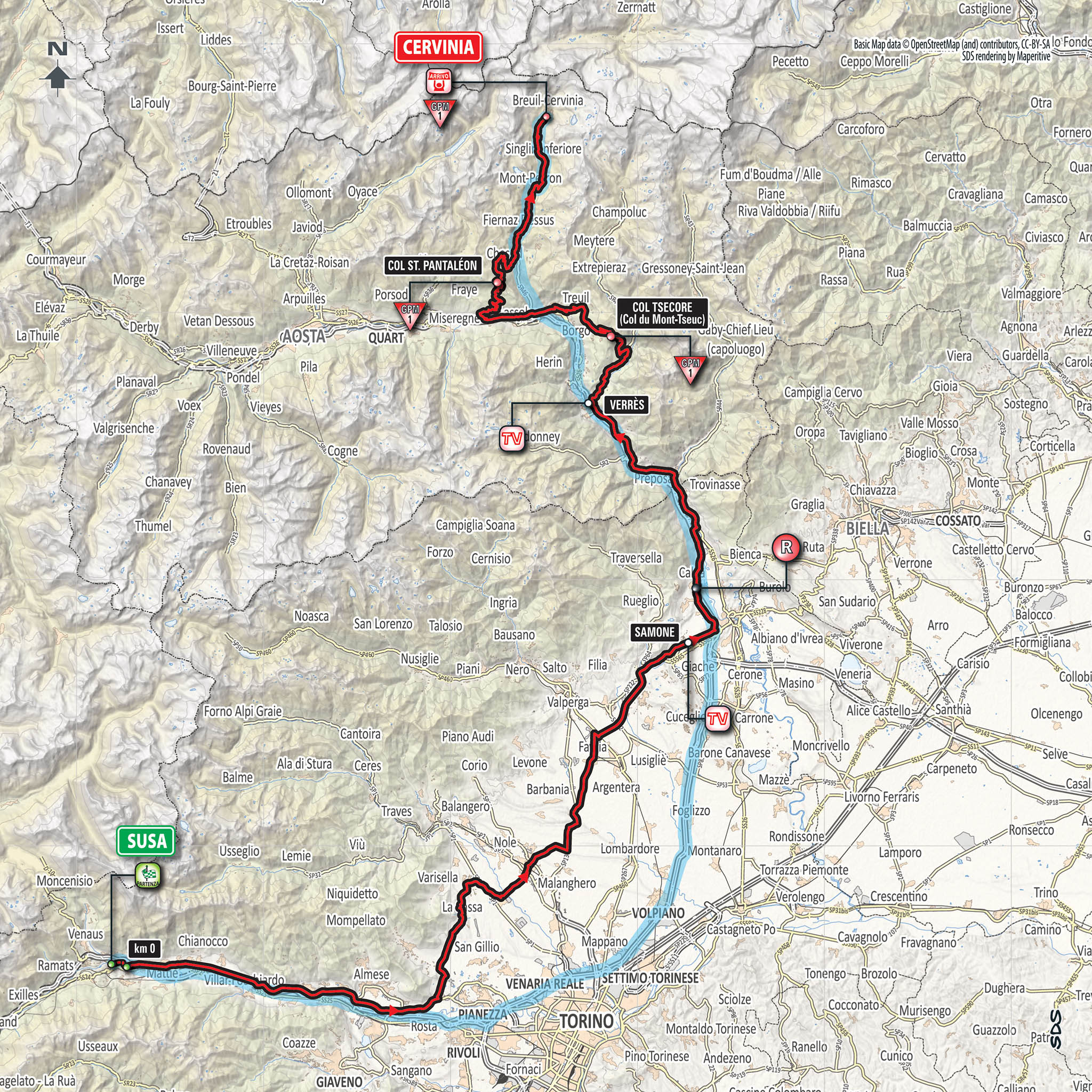 Parcours étape 20 Tour d'Italie 2018
