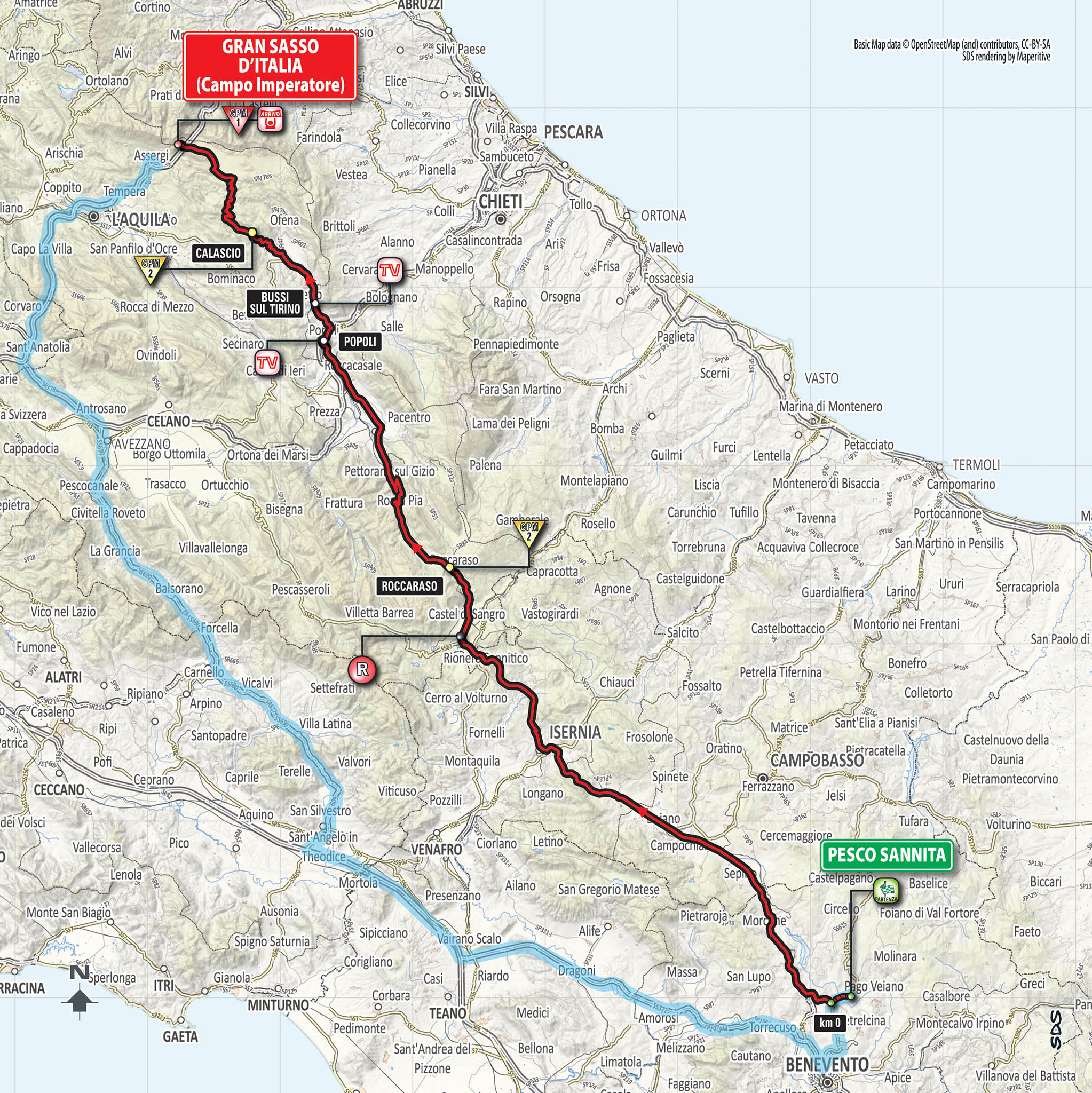 Parcours étape 9 Tour d'Italie 2018