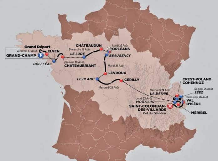 Tour de l'Avenir 2018 parcours carte