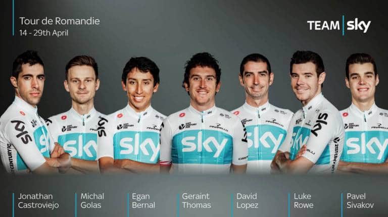 La composition de la Team Sky sur le Tour de Romandie 2018