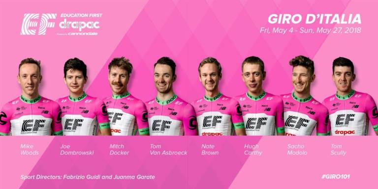La composition d’EF Education First – Drapac pour le Tour d’Italie 2018