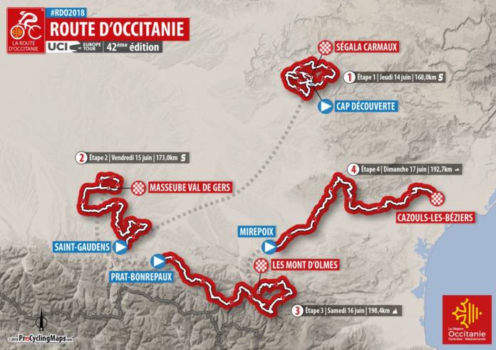 Route d'Occitanie 2018 parcours