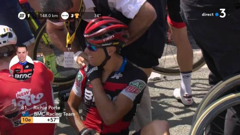 Richie Porte (BMC Racing Team) abandonne après une chute