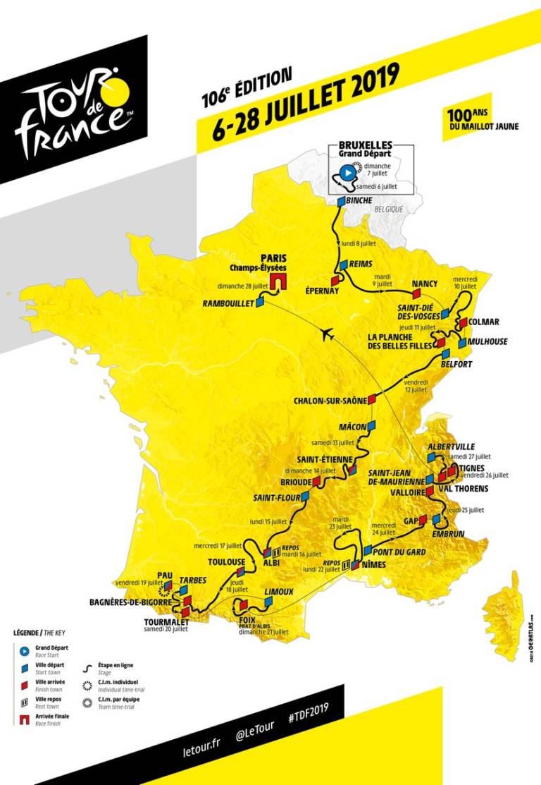 Parcours Tour de France 2019 : De Bruxelles aux Champs-Elysées