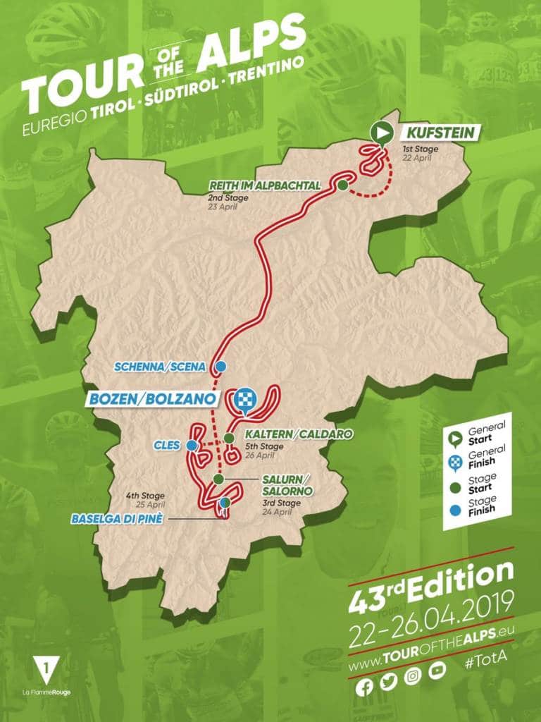 Tour des Alpes 2019 : un départ d’Autriche, une arrivée dans le Trentin