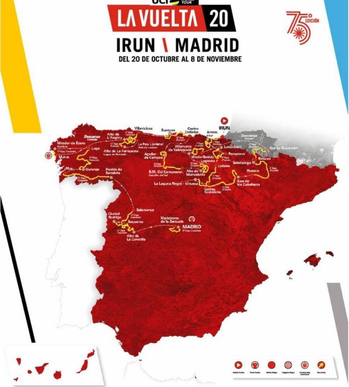 Vuelta 2020 carte parcours profils d'étapes et favoris