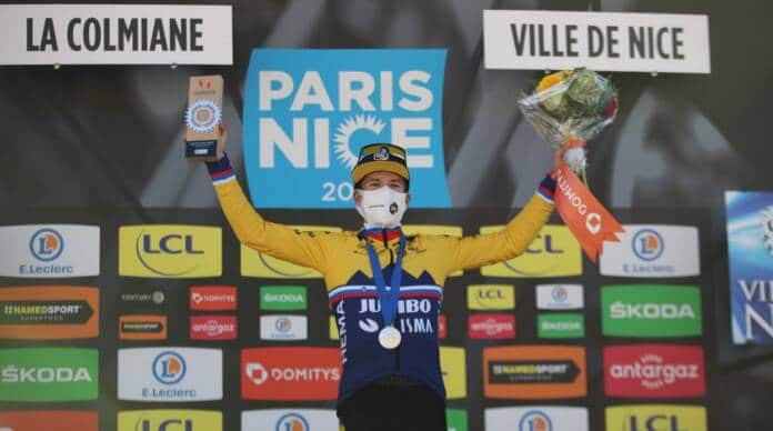 Primoz Roglic à l'arrivée de la 7e étape de Paris-Nice 2021