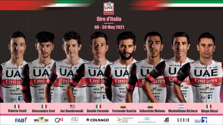 La formation UAE Team Emirates arrive avec une équipe compétitive sur le Giro 2021