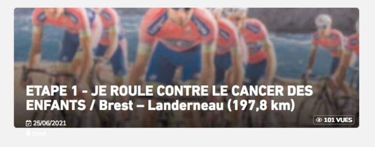 Participez à l’Etape 1 de JE ROULE CONTRE LE CANCER DES ENFANTS