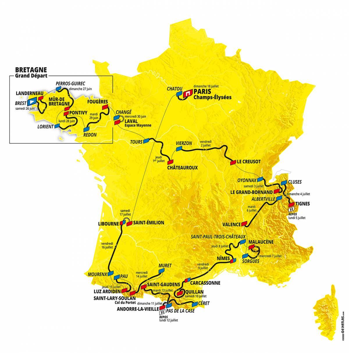 Tour de France 2021 : Le parcours complet et le profil des 21 étapes - Tour De France 2022 Etape Du 21 Juillet