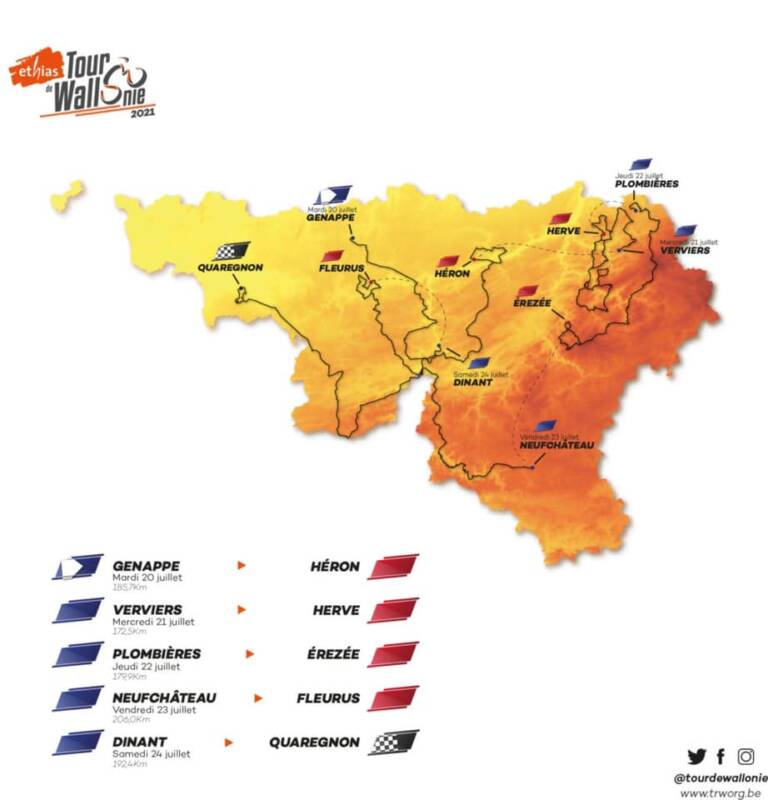 Tour de Wallonie 2021 : Le parcours complet et les profils de la 42e