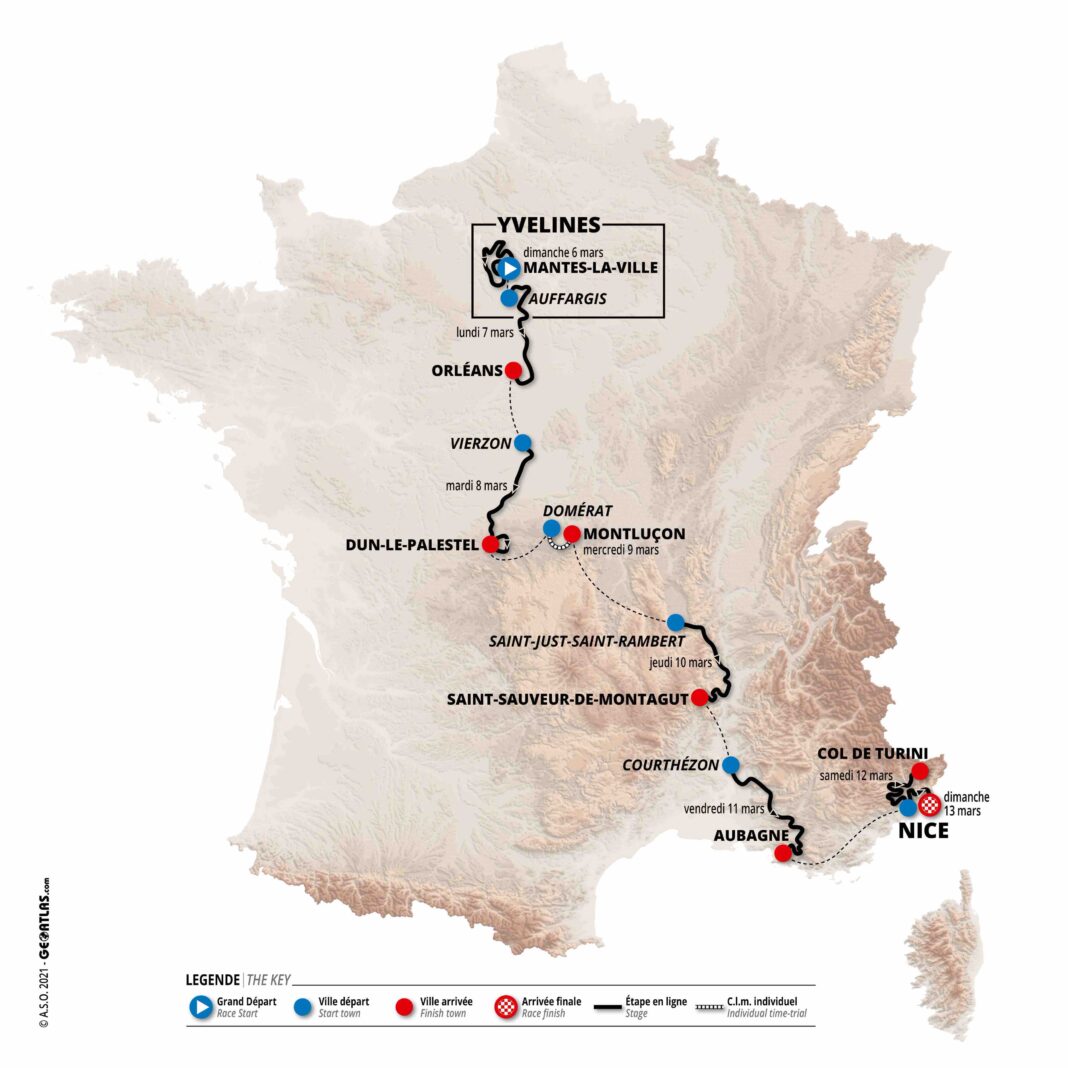 ParisNice 2022 Le parcours complet et le profil des étapes