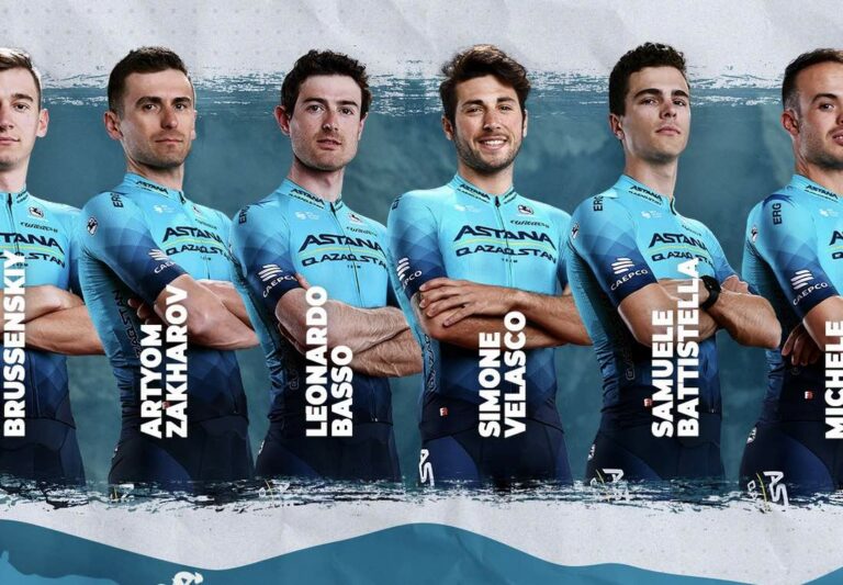 Les six coureurs Astana Qazaqstan au départ du Tour de la Provence 2022