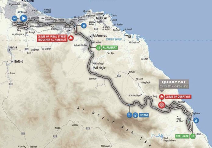 Carte de la 3e étape du Tour d'Oman 2022