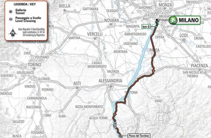 Parcours carte Milan-Saremo 2022